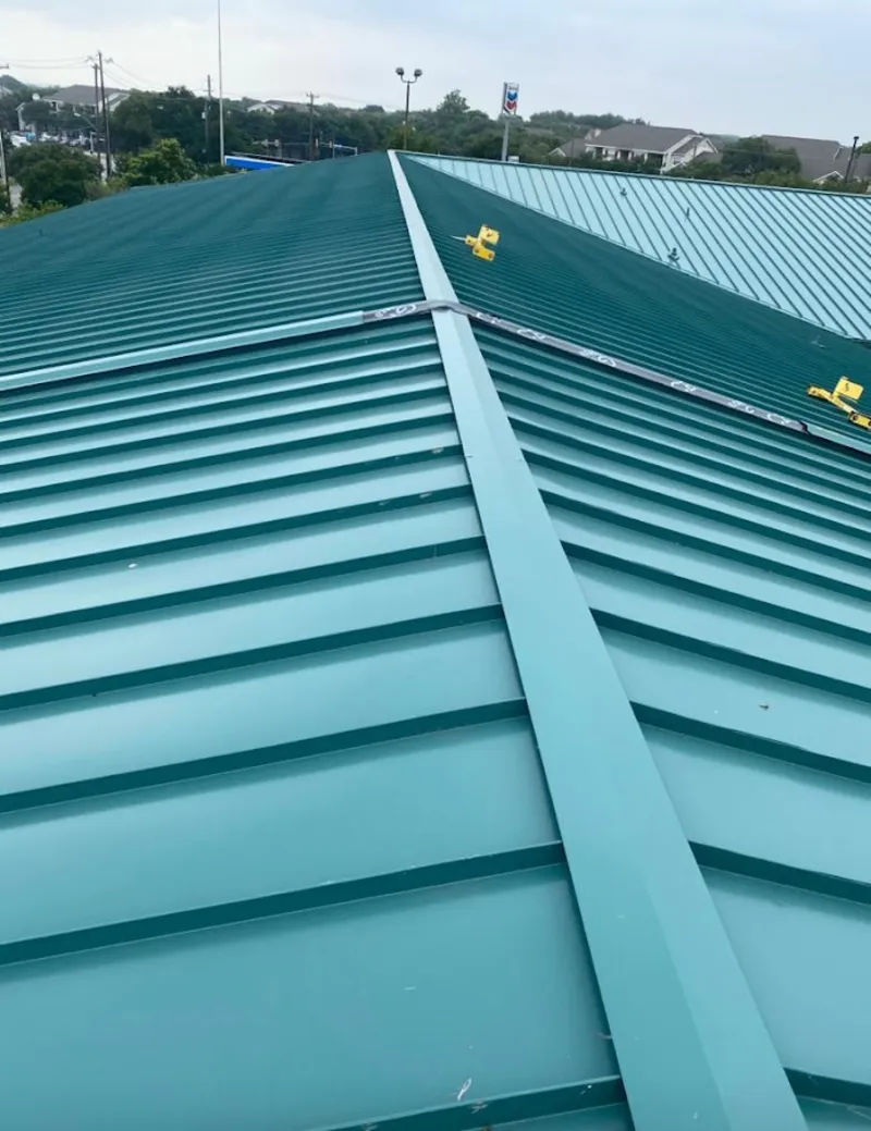 Green commercial metal roof ridge and valley for Metal Roof Repair in Los Altos